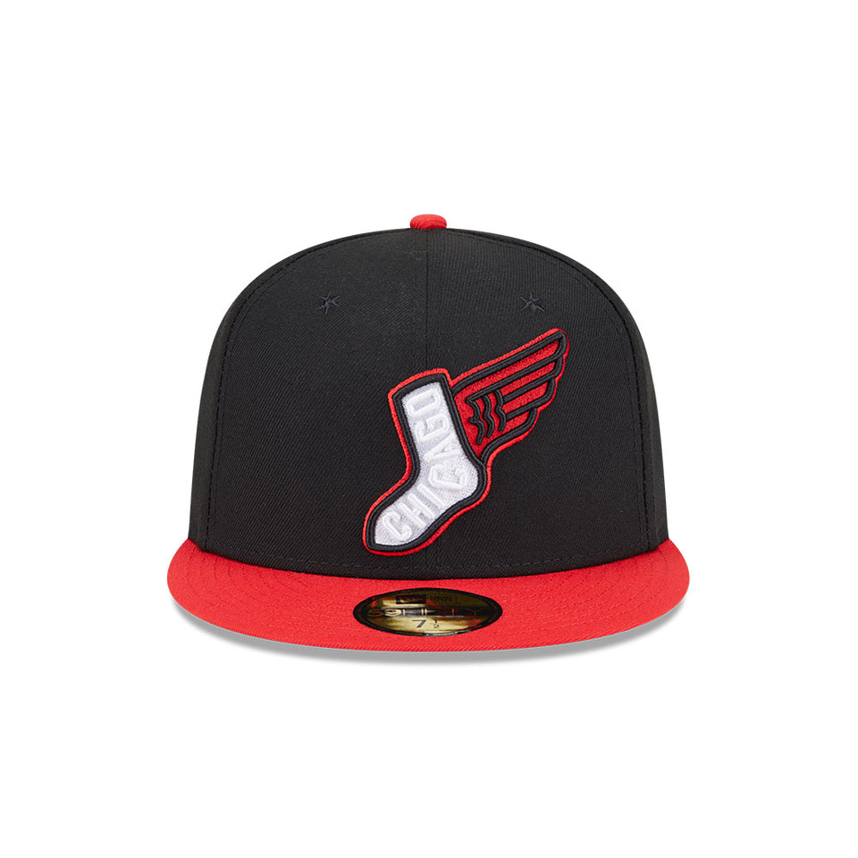 59FIFTY オンフィールド MLB City Connect シカゴ・ホワイトソックス オルタネイト ブラック レッドバイザー