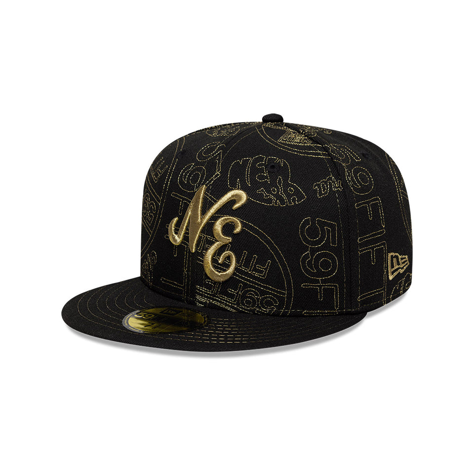 59FIFTY 59FIFTY DAY Memorial Collection クラシックロゴ ステッカー オールオーバーエンブロイダリー ブラック