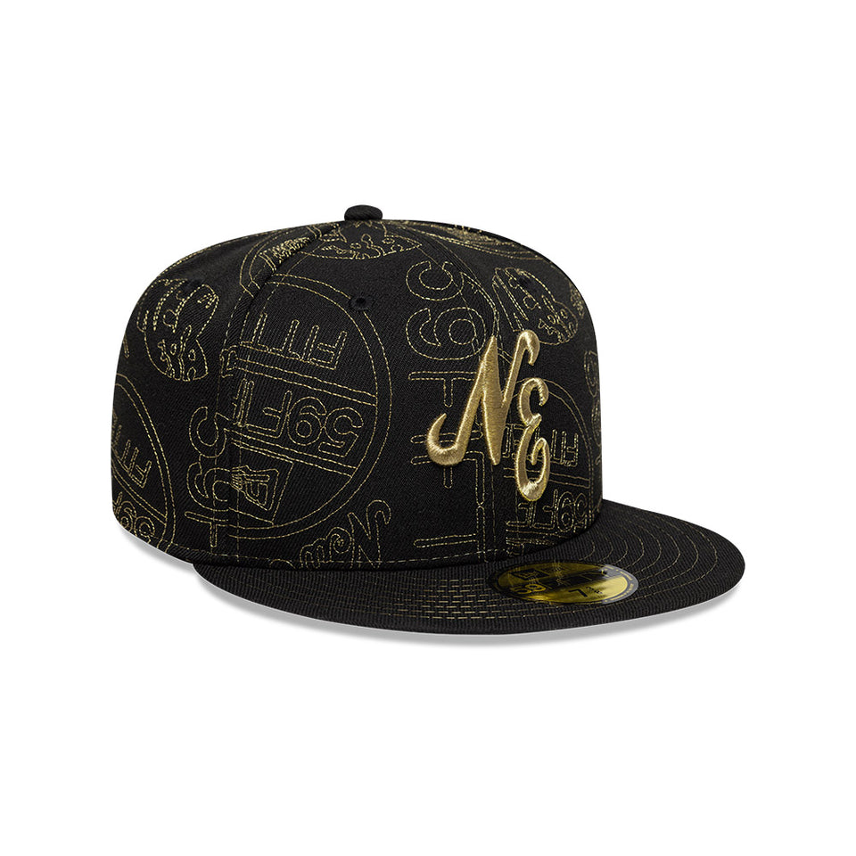 59FIFTY 59FIFTY DAY Memorial Collection クラシックロゴ ステッカー オールオーバーエンブロイダリー ブラック
