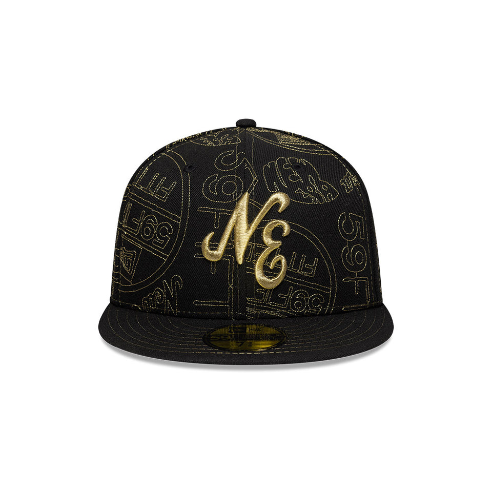 59FIFTY 59FIFTY DAY Memorial Collection クラシックロゴ ステッカー オールオーバーエンブロイダリー ブラック