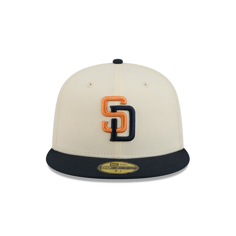 59FIFTY オンフィールド 2026 MLB City Connect サンディエゴ・パドレス クロームホワイト ネイビーバイザー