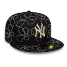 59FIFTY Floral Denim ニューヨーク・ヤンキース ブラックデニム
