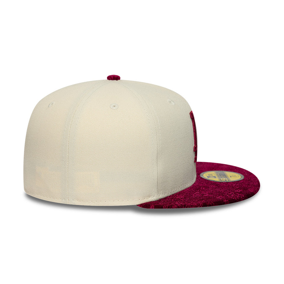59FIFTY 59FIFTY DAY Memorial Collection ロサンゼルス・ドジャース クロームホワイト バーガンジーペイズリーバイザー