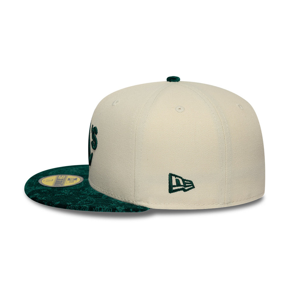 59FIFTY 59FIFTY DAY Memorial Collection アスレチックス クロームホワイト ダークグリーンペイズリーバイザー