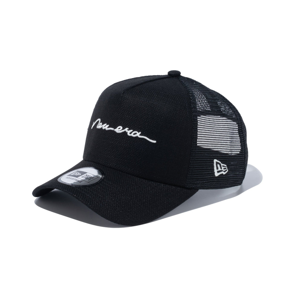 9FORTY A-Frame トラッカー Cotton Flax Handwritten Logo ブラック - 14109729-OSFM | NEW ERA ニューエラ公式オンラインストア