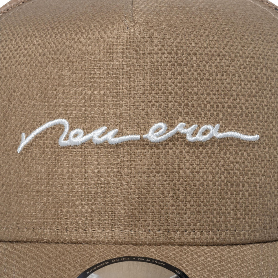 9FORTY A-Frame トラッカー Cotton Flax Handwritten Logo チノベージュ - 14109730-OSFM | NEW ERA ニューエラ公式オンラインストア
