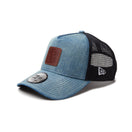 【超目玉枠】 9FORTY ウォッシュド Patch Leather Denim トラッカー A-Frame 帽子