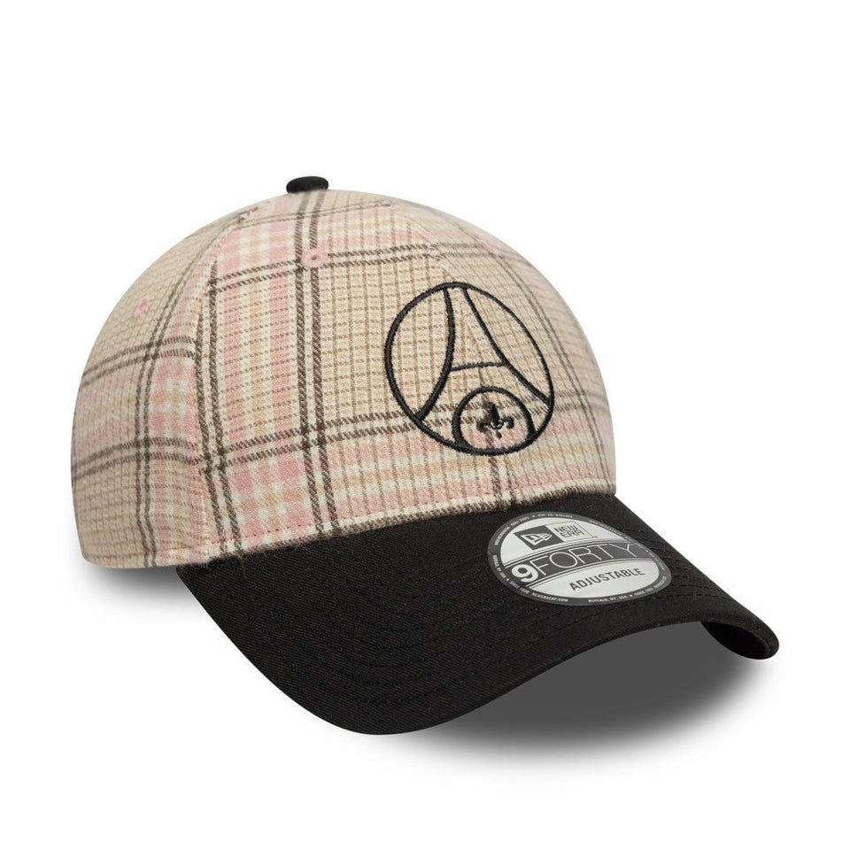 9FORTY PARIS SAINT GERMAIN チェック ベージュ / ライトピンク ブラックバイザー - 14532348 - OSFM | NEW ERA ニューエラ公式オンラインストア