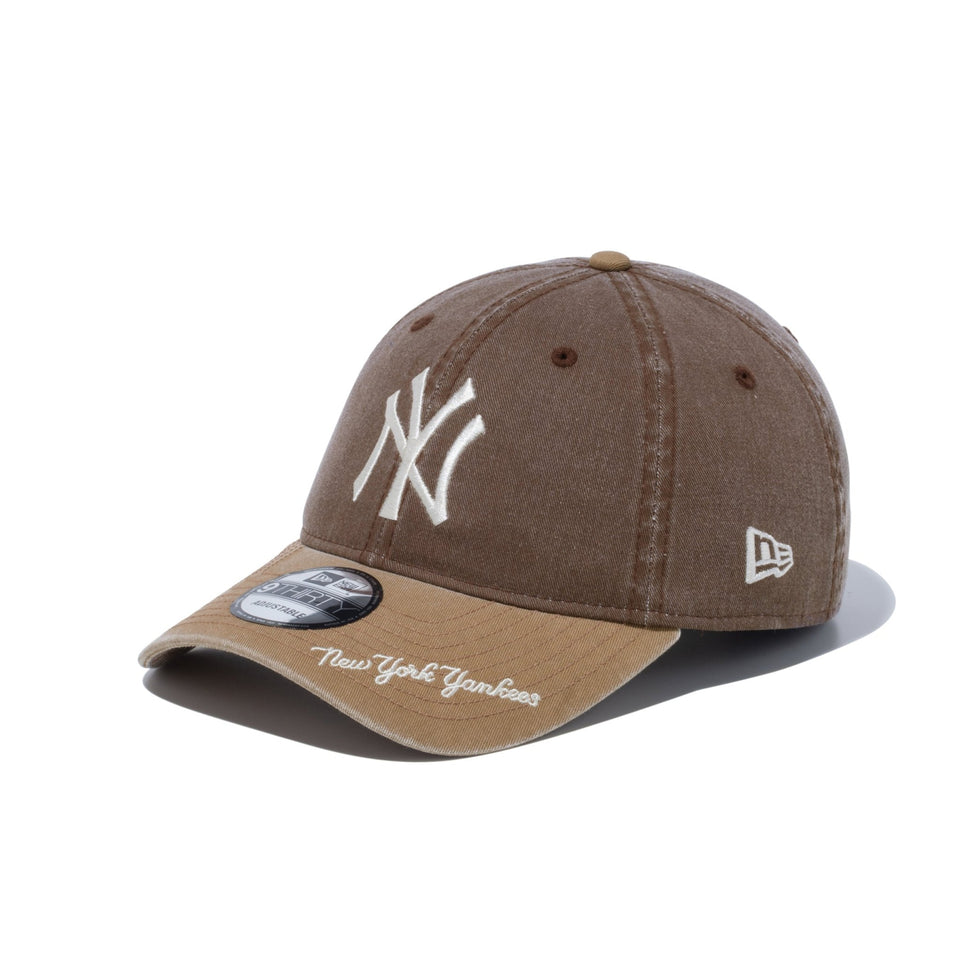 9THIRTY MLB Visor Logo ニューヨーク・ヤンキース ブラウン カーキ