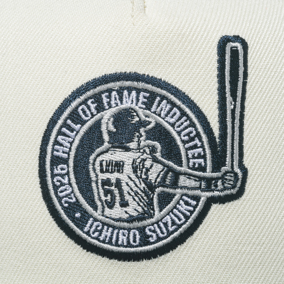 9FORTY A-Frame Hall of Fame 2025 Ichiro Suzuki シアトル・マリナーズ パッチ クロームホワイト ネイビーバイザー