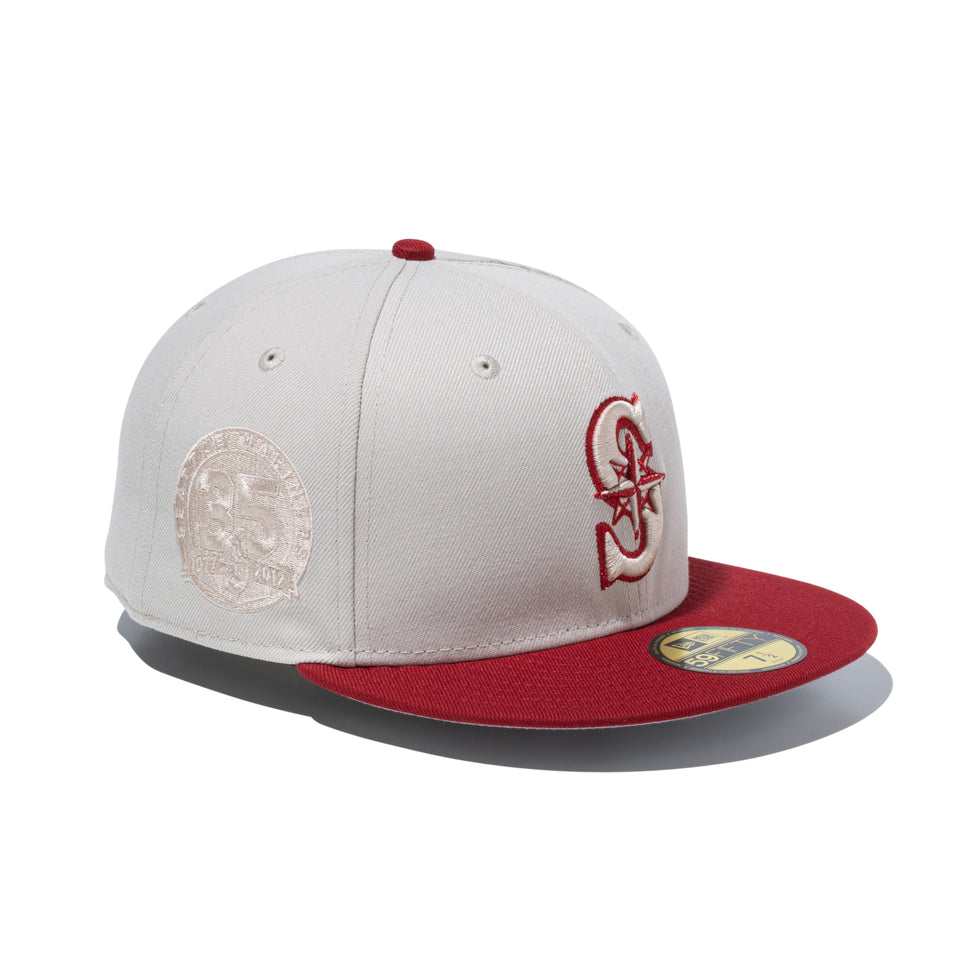しる 59FIFTY Rising Sun シアトル・マリナーズ ストーン レッドバイザー