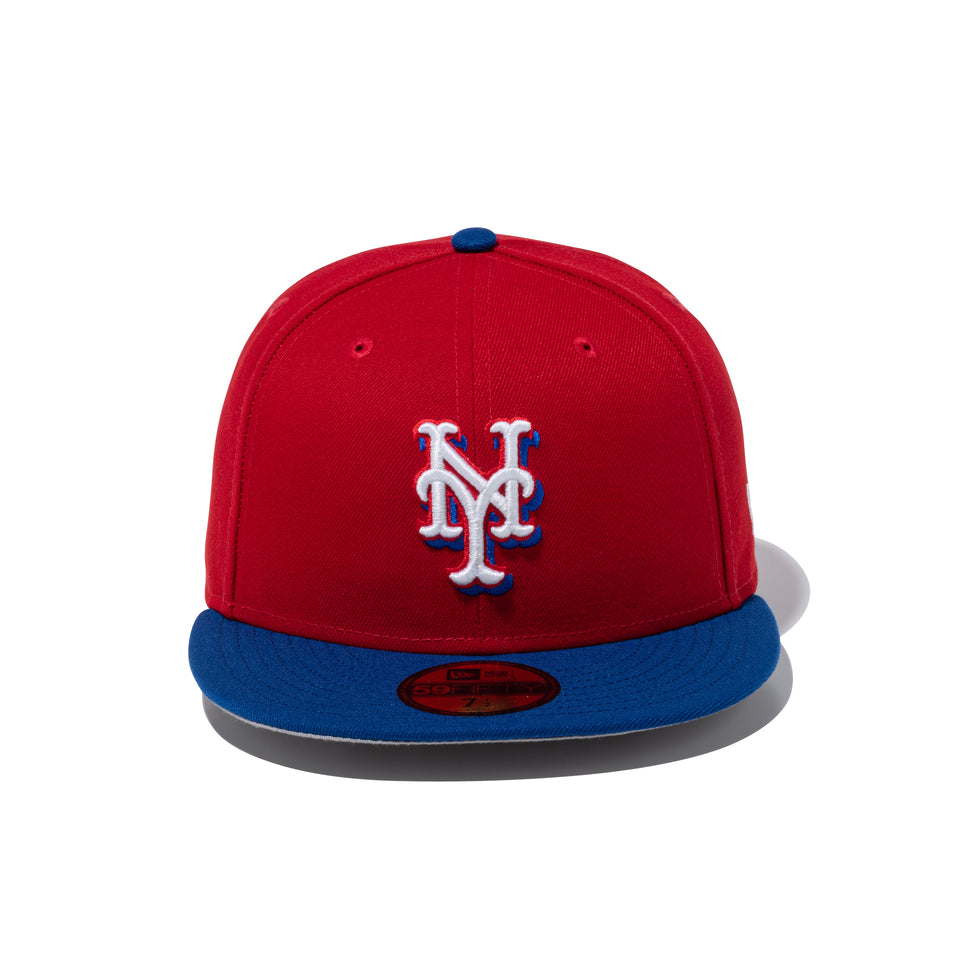 59FIFTY National Flag ニューヨーク・メッツ スカーレット ライトロイヤルバイザー