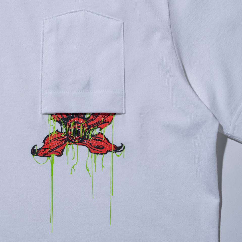 半袖 ポケット コットン Tシャツ NETFLIX STRANGER THINGS ストレンジャー・シングス Demogorgon ホワイト/グリーン