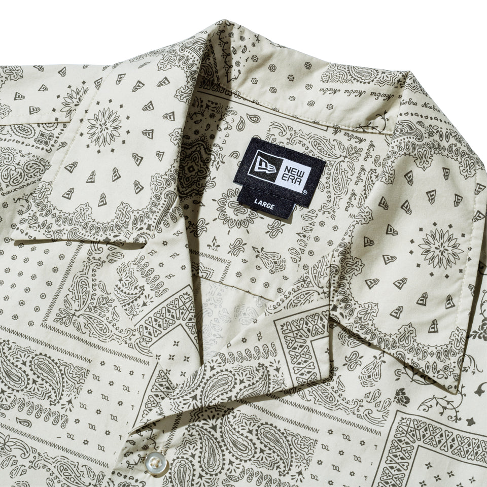 半袖 オープンカラーシャツ Floral Paisley ストーン