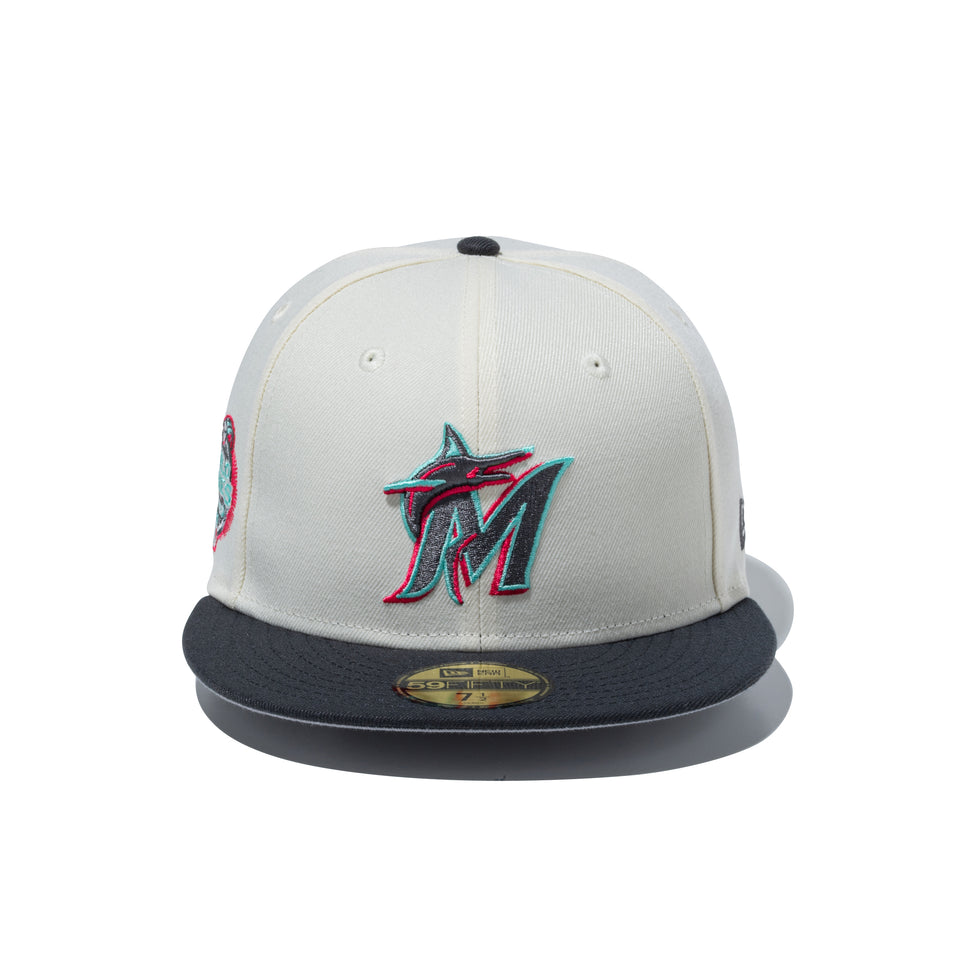 59FIFTY Miami Beach マイアミ・マーリンズ クロームホワイト グラファイトバイザー