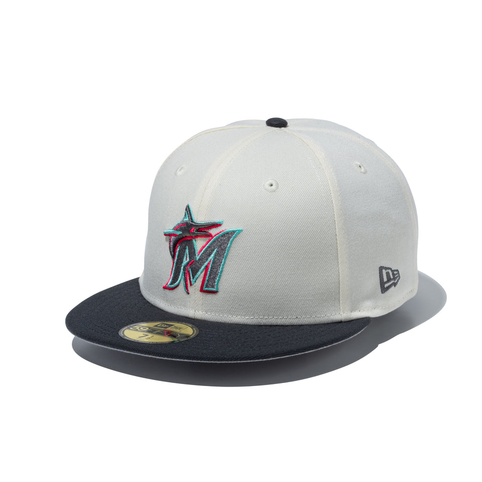 59FIFTY Miami Beach マイアミ・マーリンズ クロームホワイト グラファイトバイザー