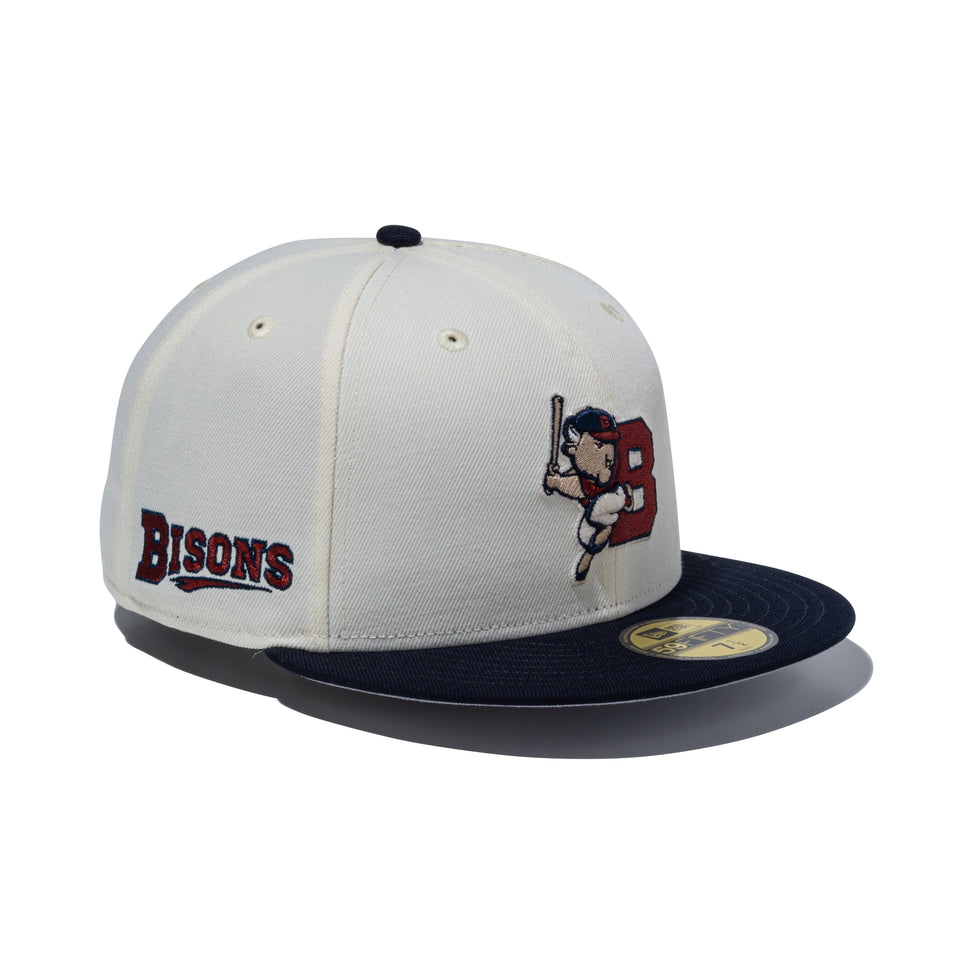 59FIFTY MiLB バッファロー・バイソンズ クロームホワイト ネイビーバイザー