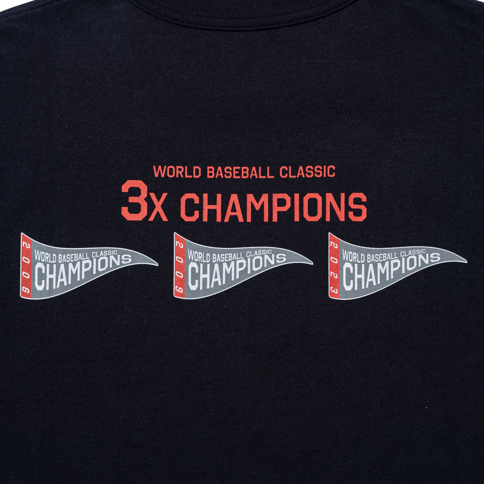 半袖 ウォッシュドコットン Tシャツ World Baseball Classic SAMURAI フラッグロゴ ネイビー