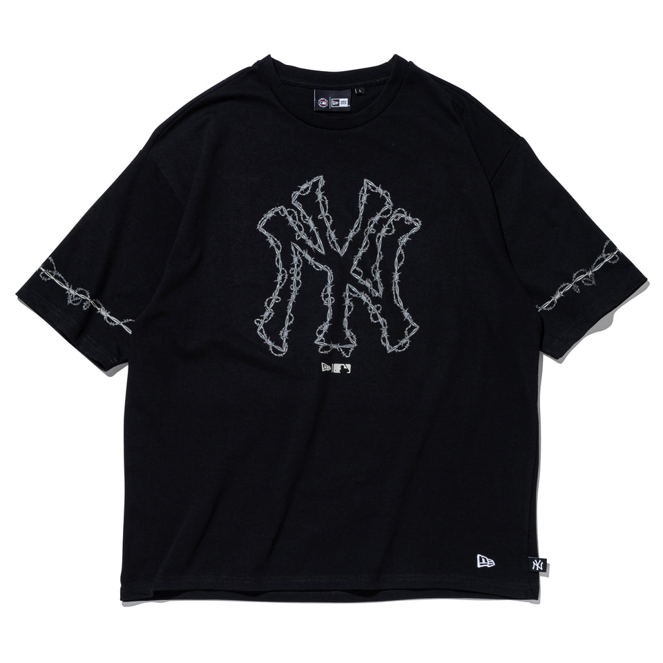 半袖 オーバーサイズド コットン Tシャツ ニューヨーク・ヤンキース barbed wire Halloween ブラック