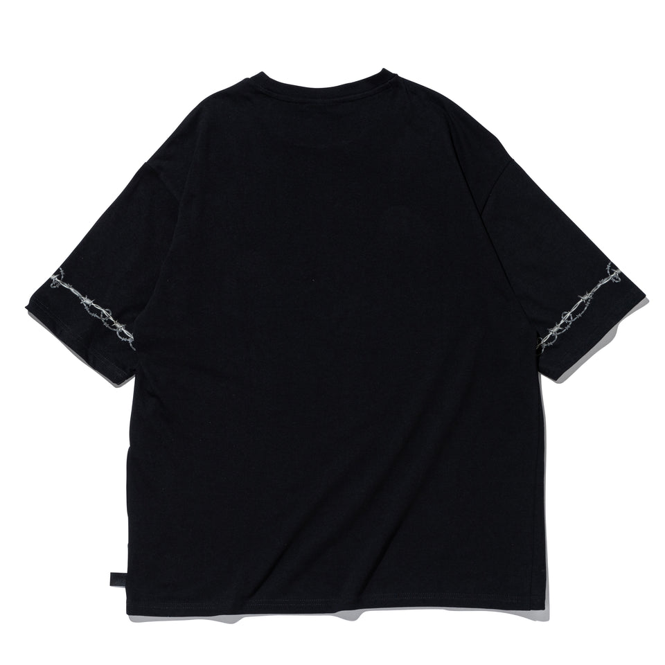 半袖 オーバーサイズド コットン Tシャツ ニューヨーク・ヤンキース barbed wire Halloween ブラック