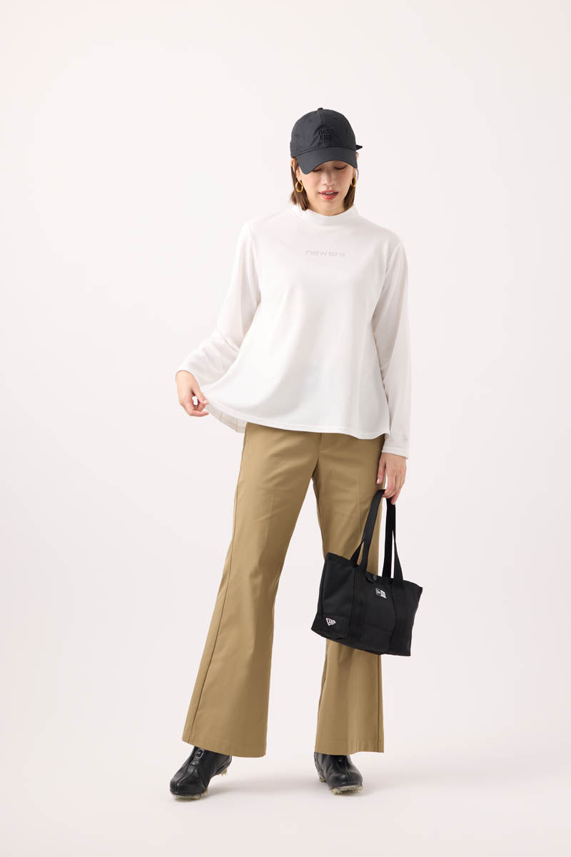 ウィメンズ 長袖 モックネック Tシャツ Back Pleats ホワイト | ゴルフ