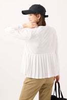ウィメンズ 長袖 モックネック Tシャツ Back Pleats ホワイト | ゴルフ