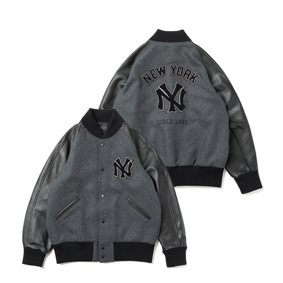 メルトン バーシティージャケット BLACK LABEL FW25 ニューヨーク・ヤンキース チャコール - 14746901-S | NEW ERA ニューエラ公式オンラインストア