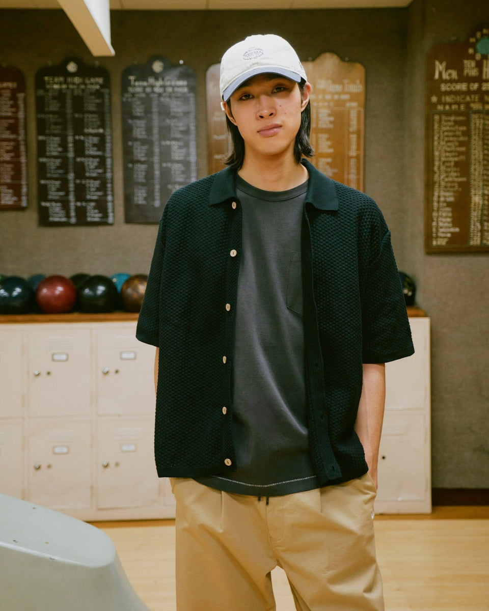 半袖 クロシェニットシャツ BLACK LABEL SS25 ブラック
