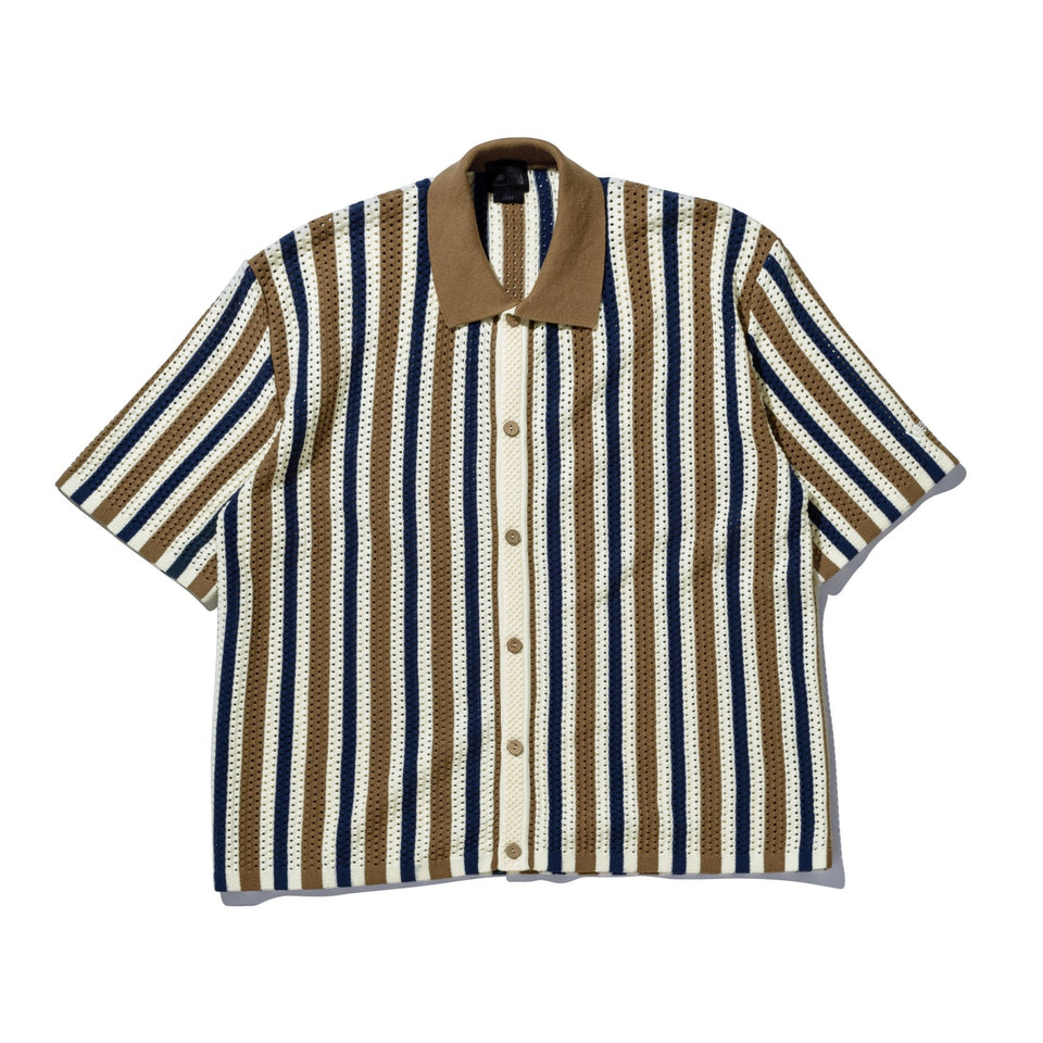 半袖 クロシェニットシャツ BLACK LABEL SS25 アッシュブラウン