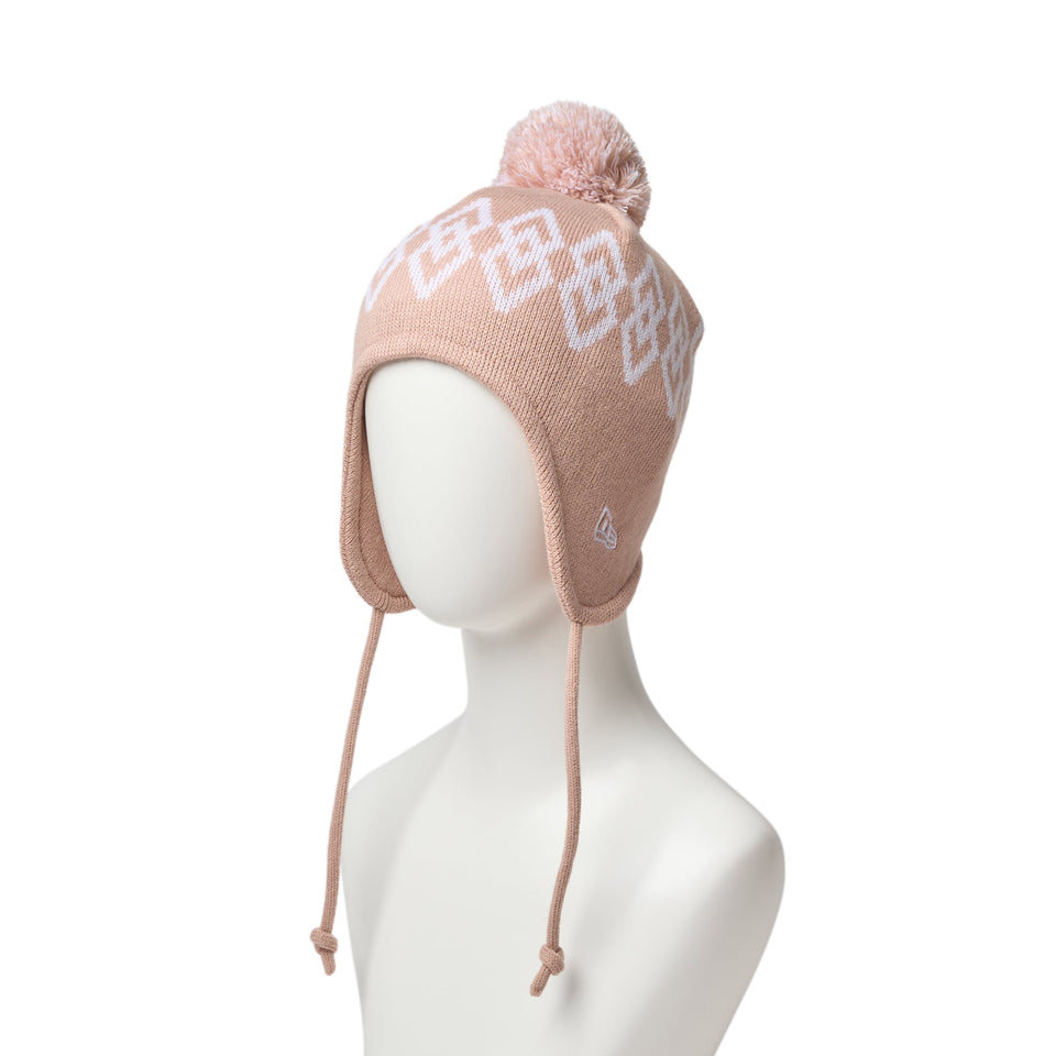 キッズ Kid's ポンポンニット イヤーフラップ ラスティピンク