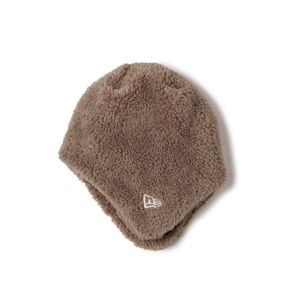 ブラウンファービーニー帽子 キッズ Kid's イヤーフラップ ビーニー ミンクフリース Mink Fleece