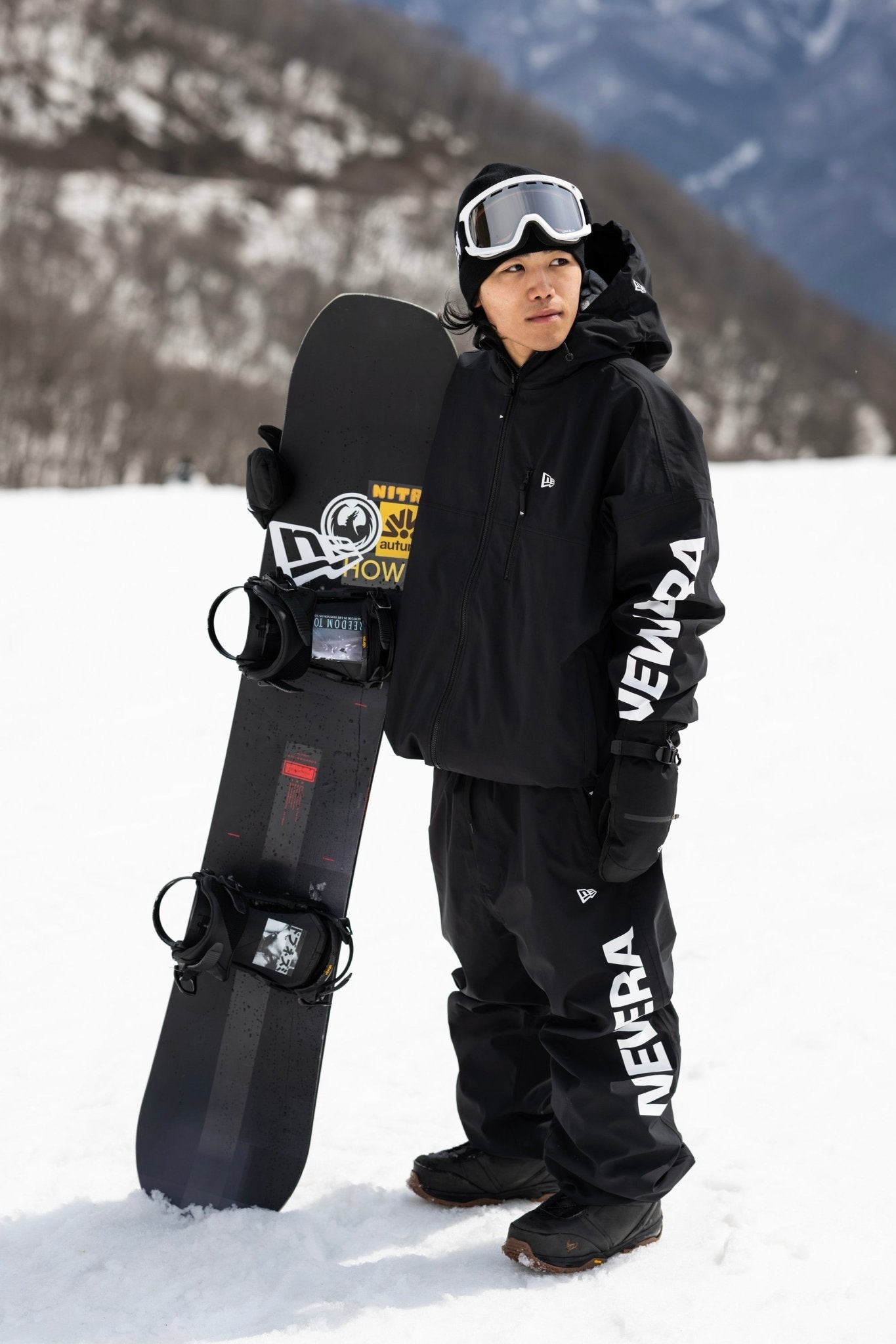 スノートラックパンツ NEW ERA SNOWBOARDING ワードマークロゴ ブラック 4