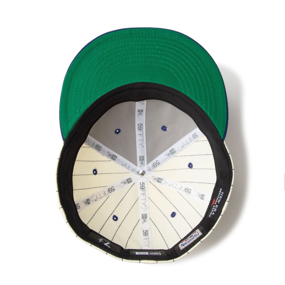 RC 59FIFTY フラットバイザー MLB Heritage Collection ロサンゼルス・ドジャース クーパーズタウン クロームピンストライプ ダークロイヤルバイザー - 14388381 - 700 | NEW ERA ニューエラ公式オンラインストア