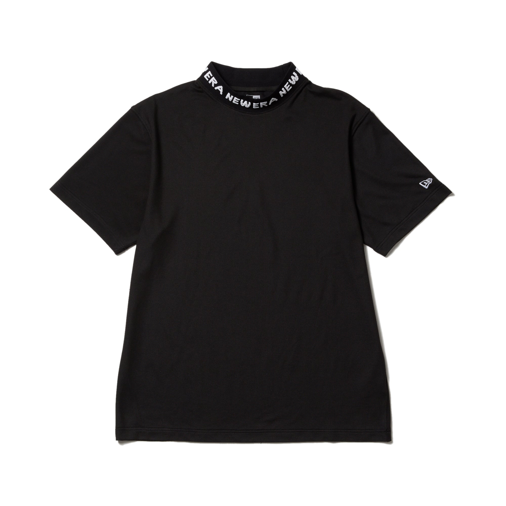 半袖 ミッドネック Tシャツ ジャカードロゴ ブラック | ゴルフ