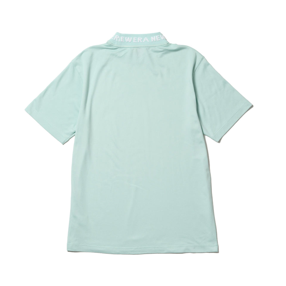 半袖 ミッドネック Tシャツ ジャカードロゴ ビーチキスブルー