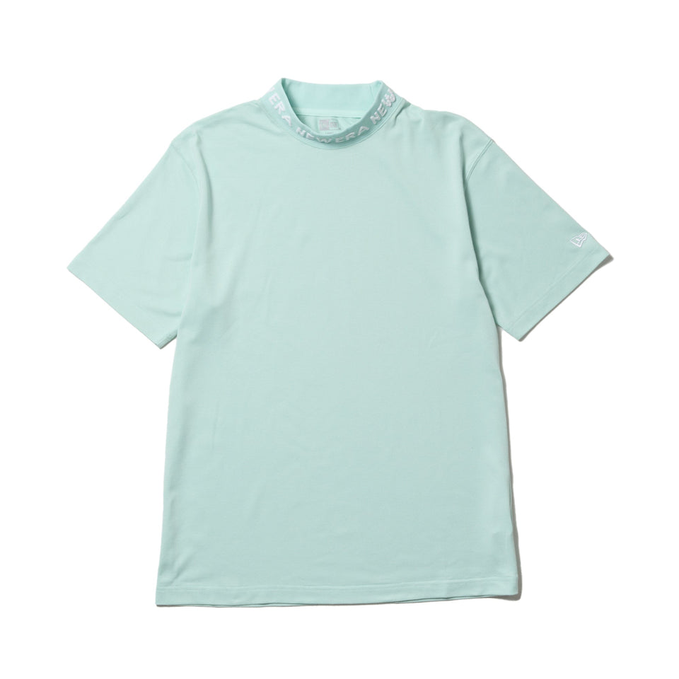 半袖 ミッドネック Tシャツ ジャカードロゴ ビーチキスブルー