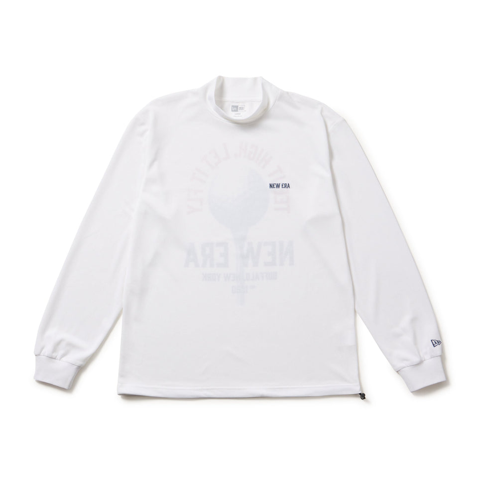 New Era 長袖ハイネックシャツ ホワイト　Lサイズ 長袖 ハイネック 鹿の子 Tシャツ ゴルフボール オフホワイト