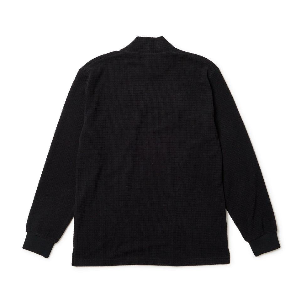 長袖 ハイネック グリッドフリース Tシャツ ブラック | ゴルフ