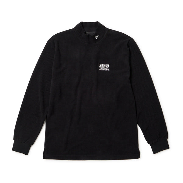 長袖 ハイネック グリッドフリース Tシャツ ブラック | ゴルフ