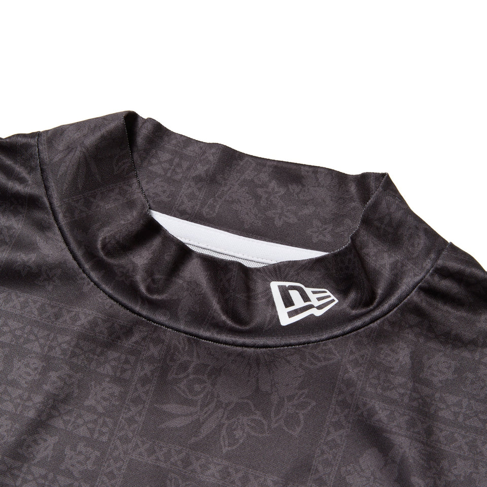 半袖 鹿の子 ミッドネック Tシャツ Bandana All Over ブラック