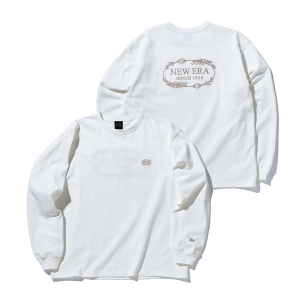 Inside23 エンブロイダリーTシャツ　ブラック、ホワイト 長袖 ヘビーウェイトコットン エンブロイダリー Tシャツ BLACK