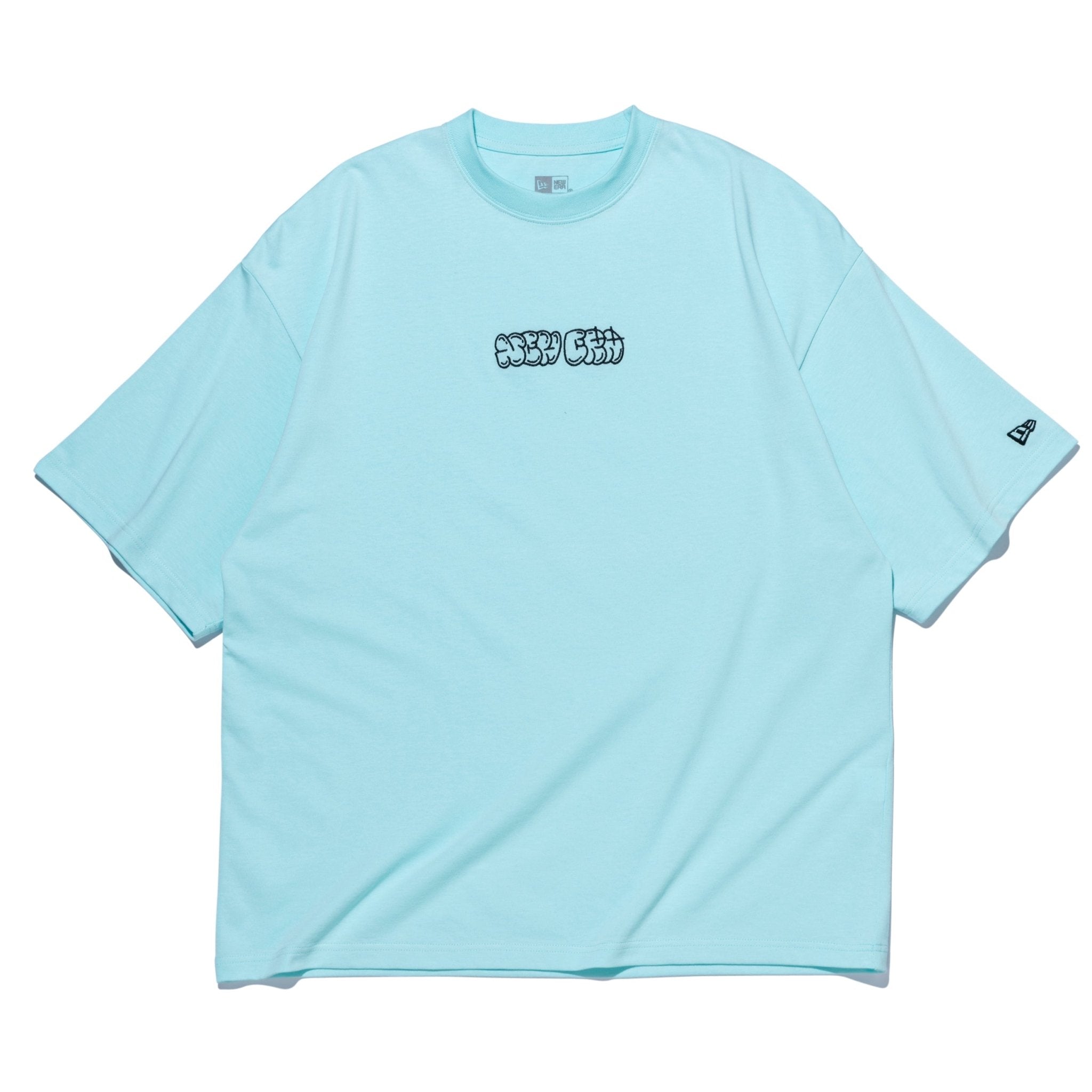 半袖 オーバーサイズド コットン Tシャツ Bubble Logo セレスト