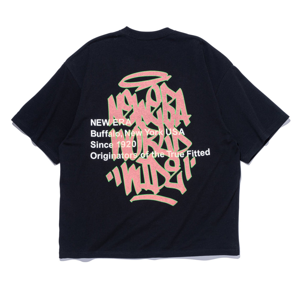 半袖 オーバーサイズド コットン Tシャツ Graffiti ブラック
