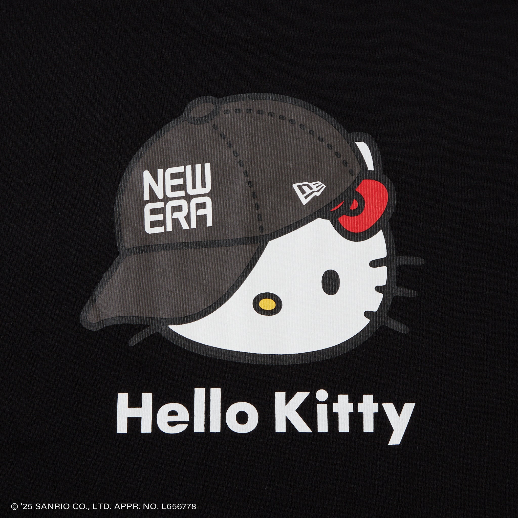 半袖 オーバーサイズド コットン Tシャツ HELLO KITTY キャップ ブラック 2