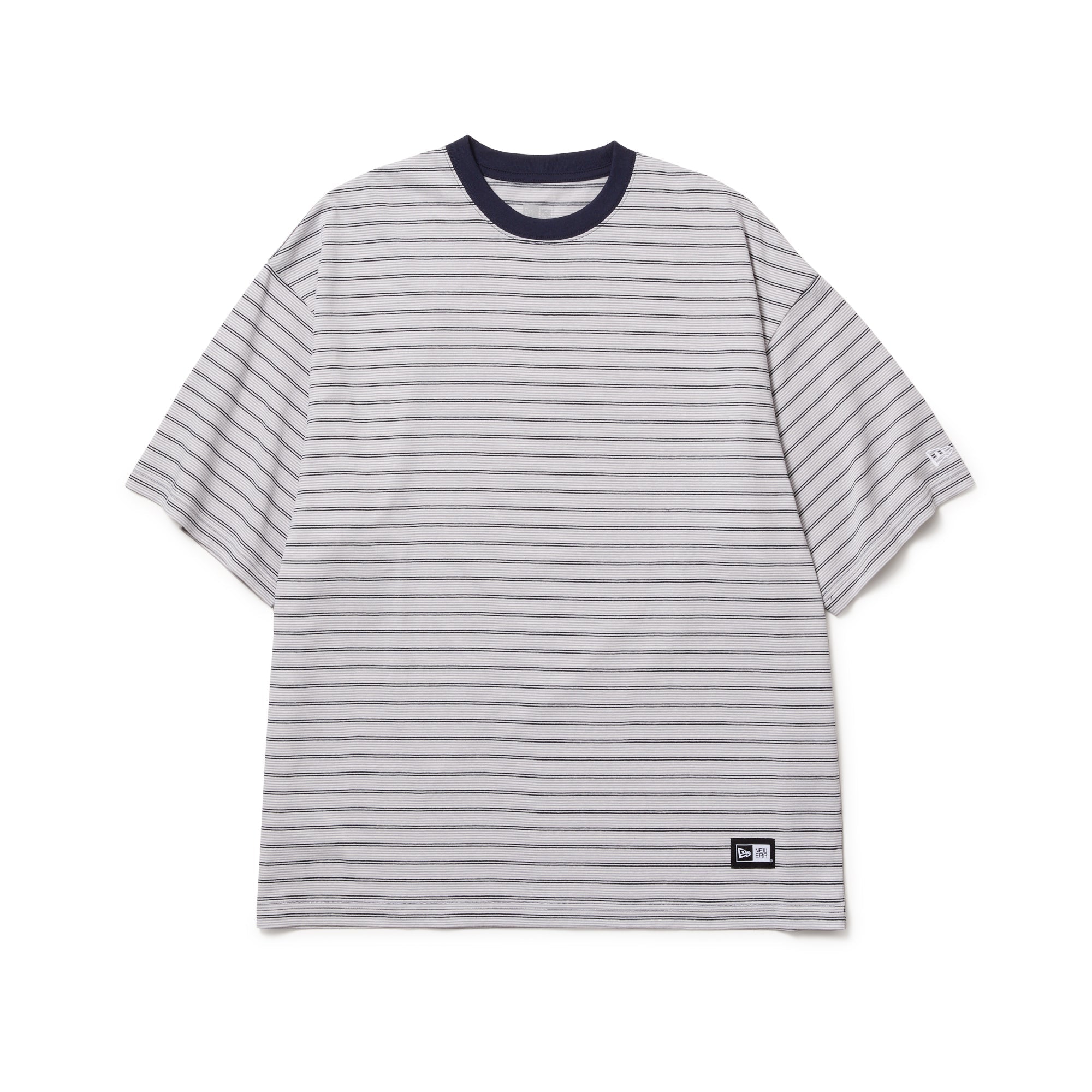 半袖 オーバーサイズド コットン Tシャツ Micro Border ネイビー