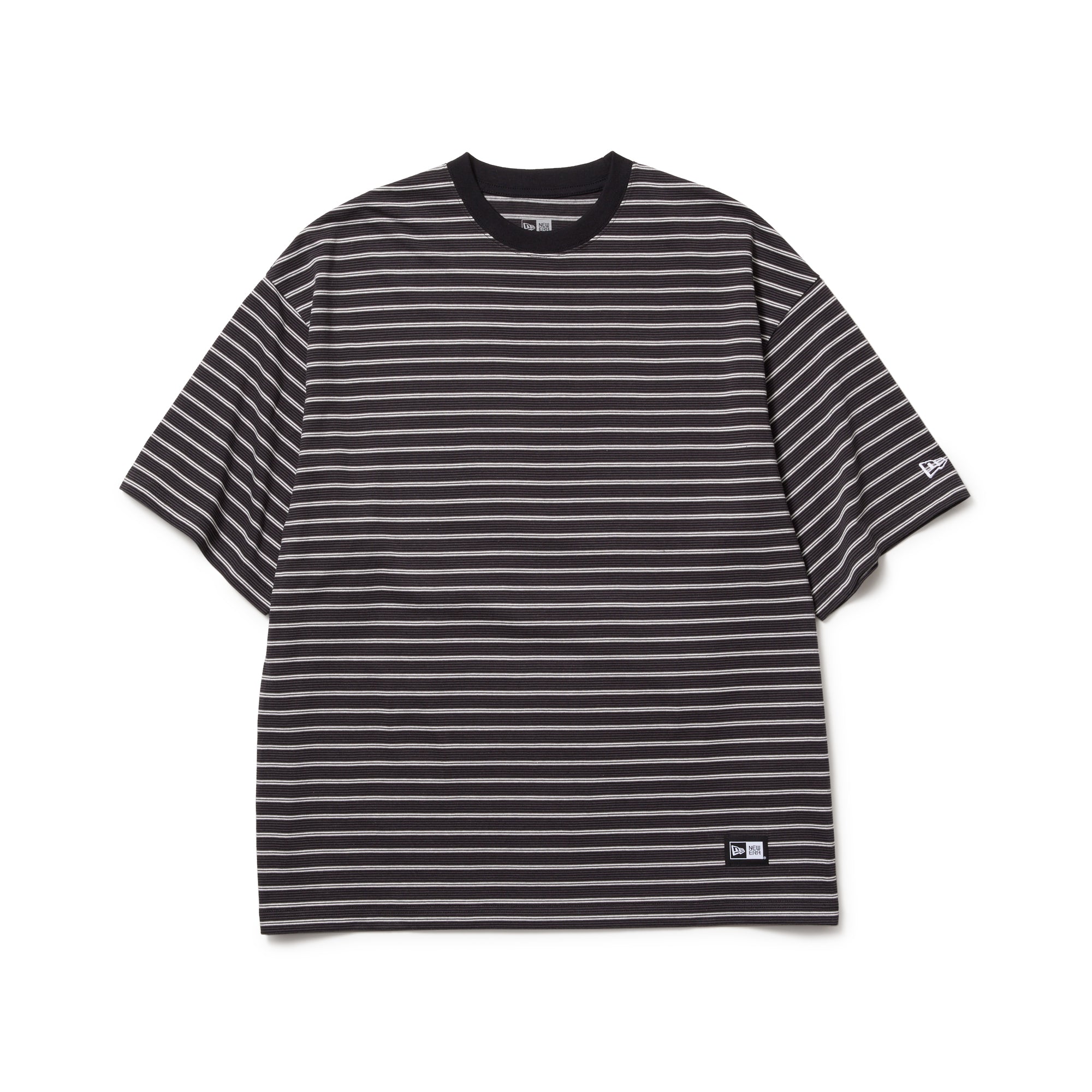 半袖 オーバーサイズド コットン Tシャツ Micro Border ブラック