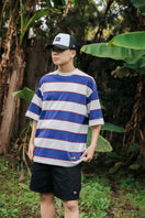 半袖 オーバーサイズド コットン Tシャツ Multi Border ダークロイヤル - 14410061 - S | NEW ERA ニューエラ公式オンラインストア