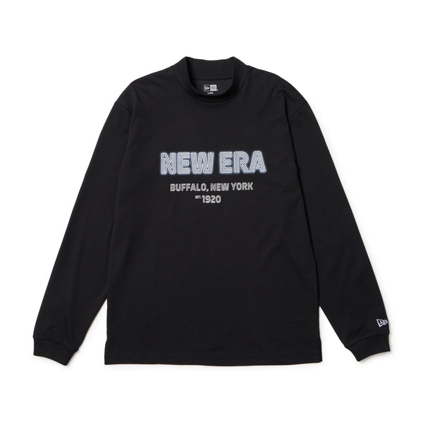 長袖 ミッドネック パフォーマンス Tシャツ Neon Logo ブラック