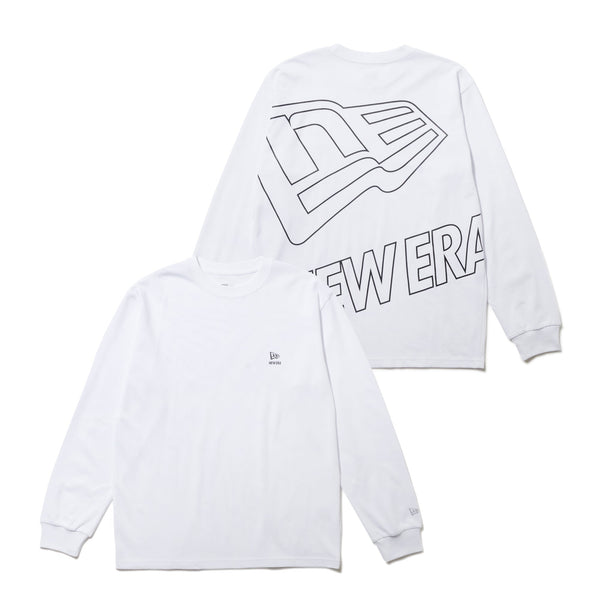 長袖 パフォーマンス Tシャツ Outline Big Logo ホワイト