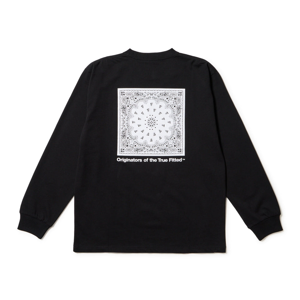 長袖 コットン Tシャツ Paisley ブラック レギュラーフィット